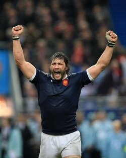 France lock Lionel Nallet celebrates